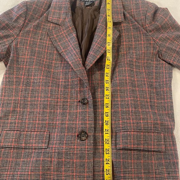 VTG EH Woods Womans Blazer Size 14 Plaid twead Career Wool Blend - Y993 - Picture 7 of 8